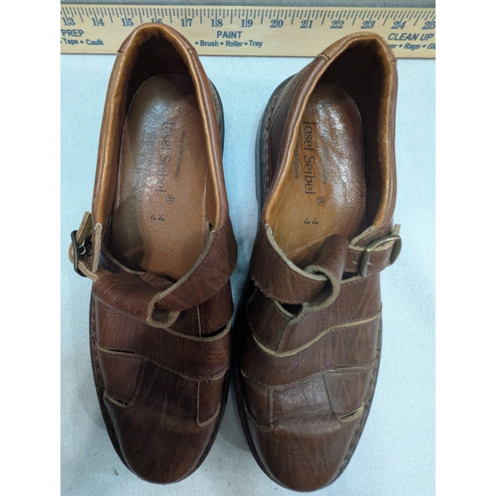 Josef Seibel Fisherman Shoes Mens 44 Brown Good Leather Monk Strap Handmade